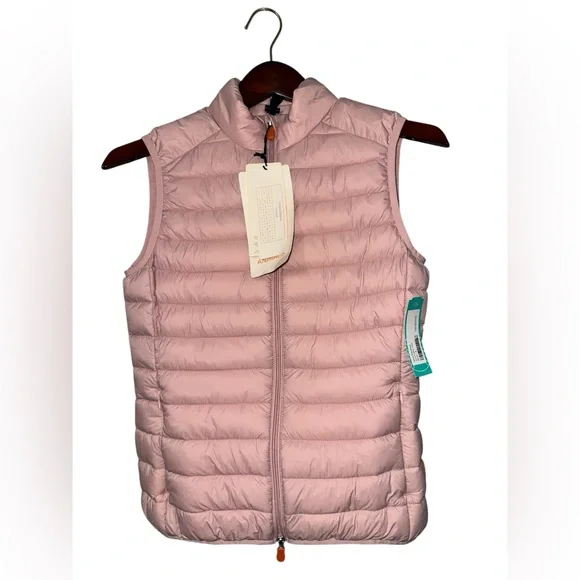 ⚡️NWT Save The Duck Plumtech Womens Blush Pink Puffer Jacket Vest Size 1 Small - Picture 1 of 16